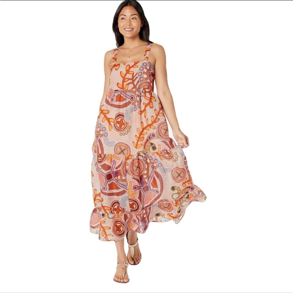 Marie Oliver Coral Stipple Colorful Orange Petra Dress NWT Size L Large - Picture 3 of 9
